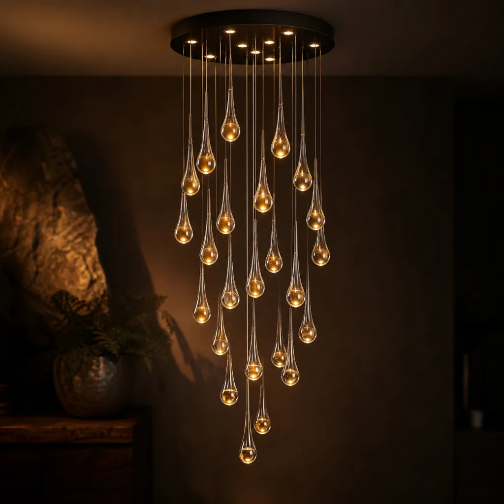 Cascada Droplet Chandelier — front view
