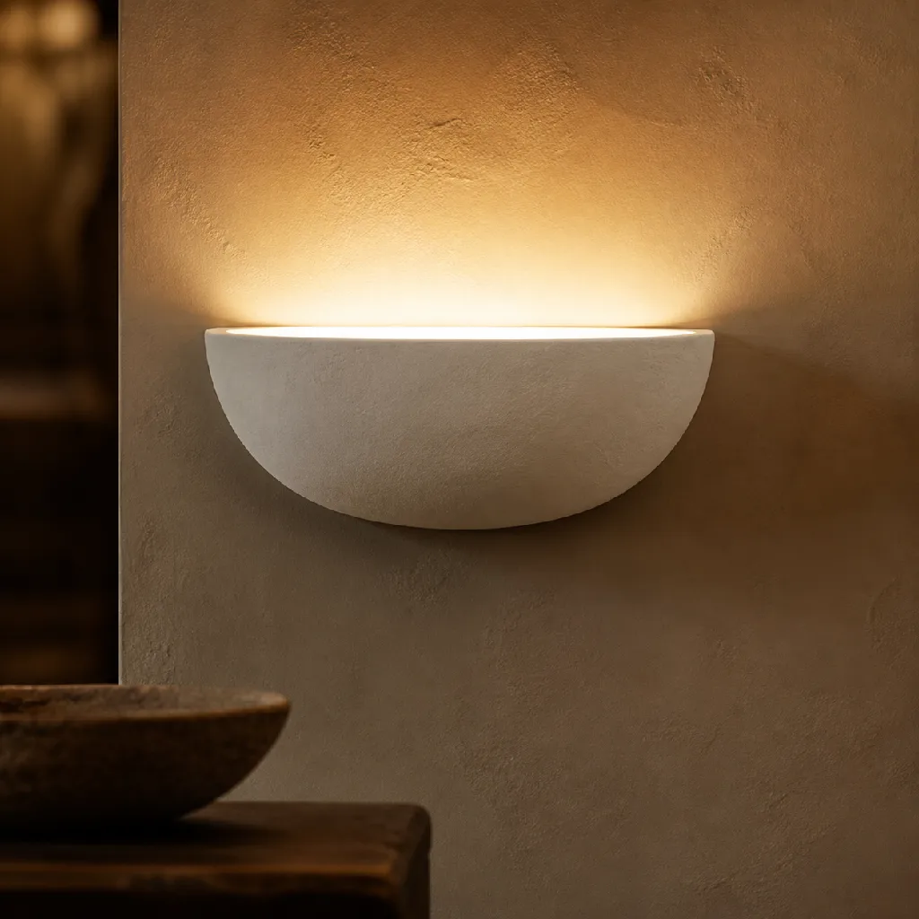 Plaster Half-Moon Sconce — front view